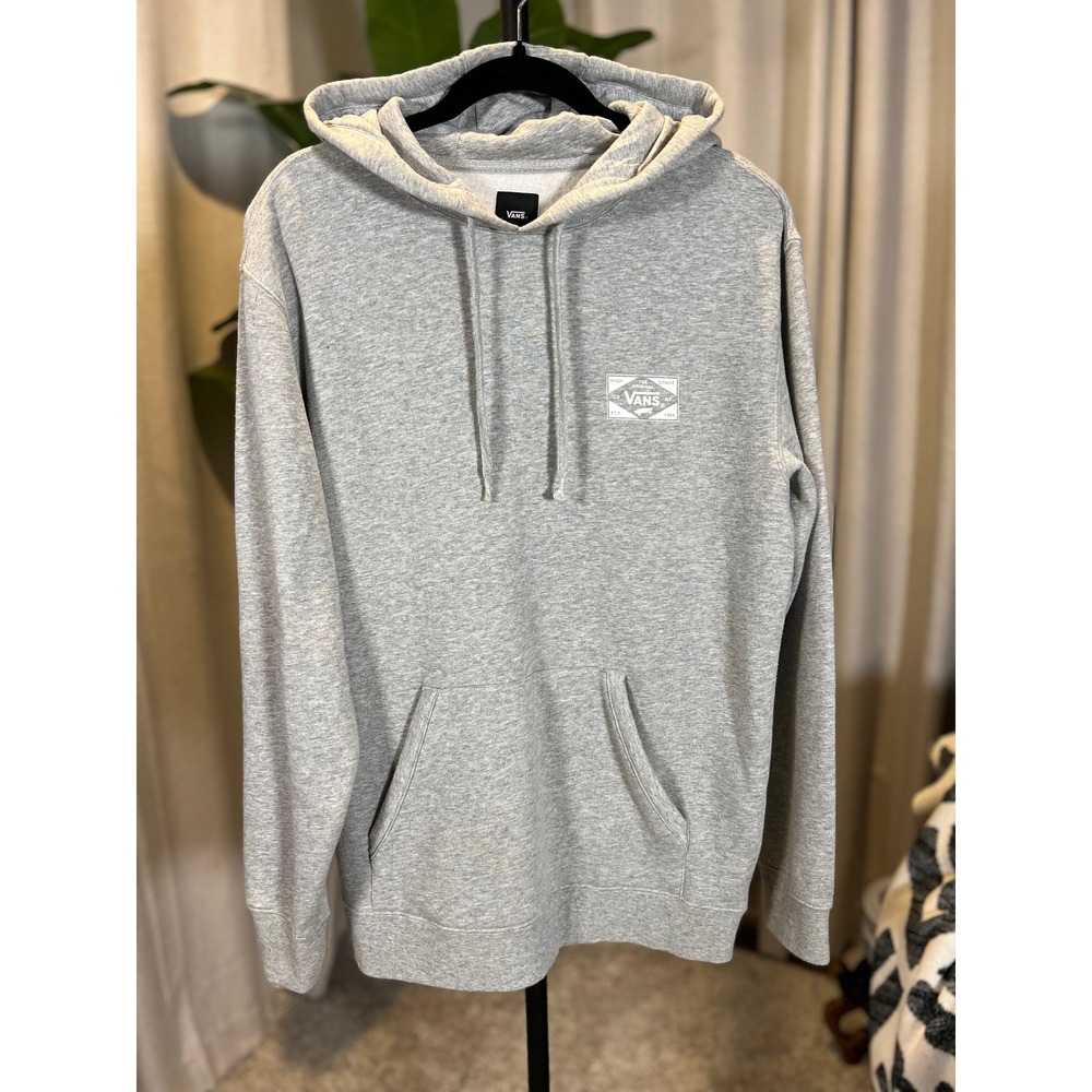 Vans Mens Heather Gray High Grade Original Logo Pullover Hoodie Size Medium